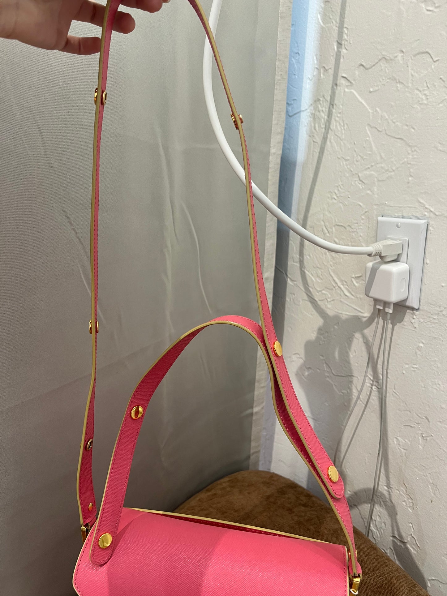 Marni Trunk Leather Crossbody Pink Bag