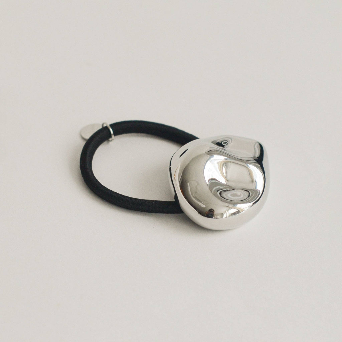 Large Pebble-Shaped Metal Hair Tie | Silver
