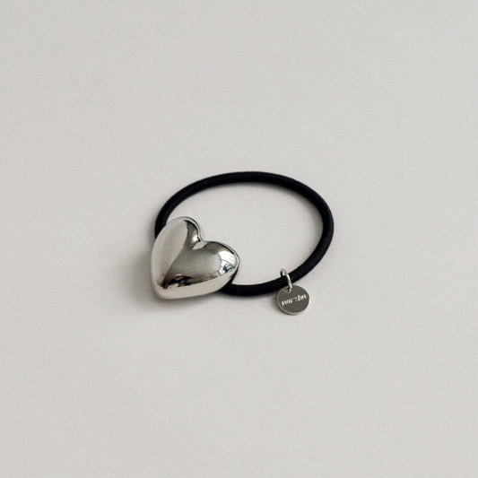 Heart-Shaped Metal Cuff Hair Tie | Silver