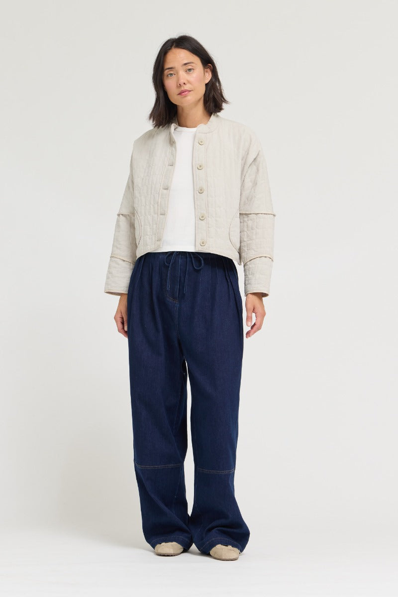 Quilted Crop Jacket | Ecru