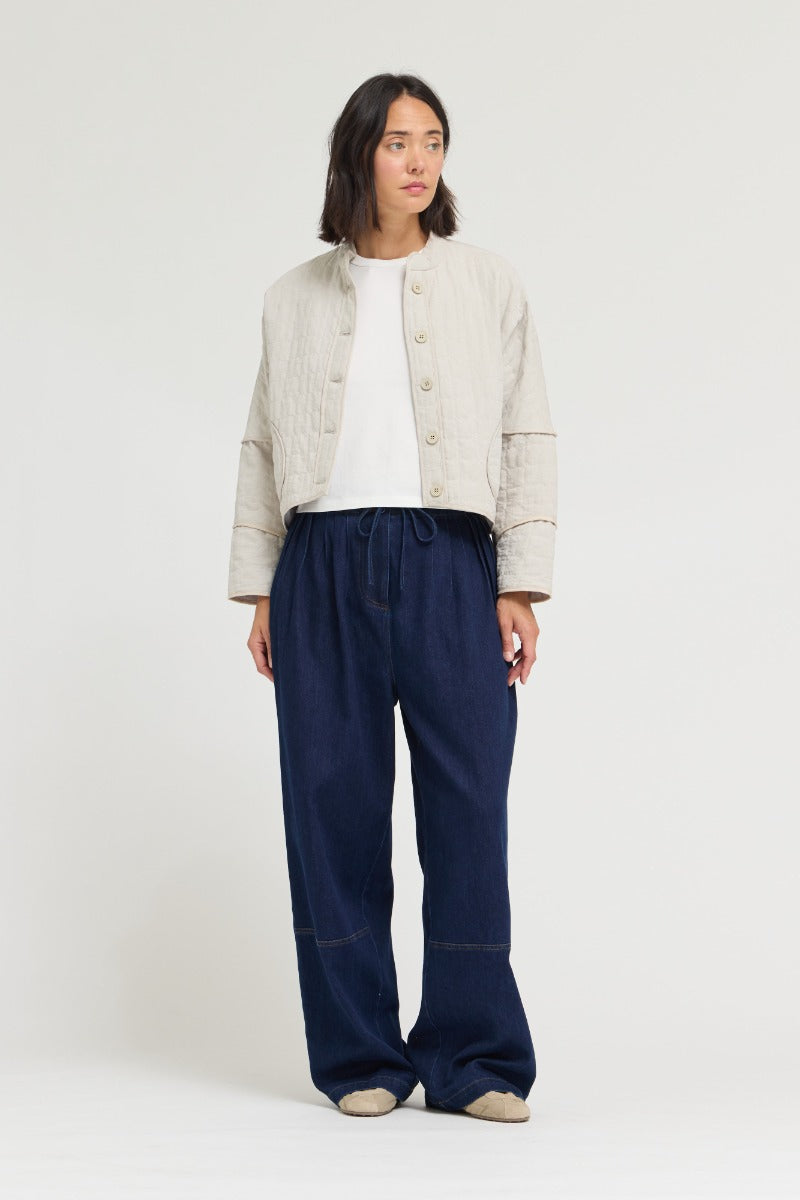 Quilted Crop Jacket | Ecru