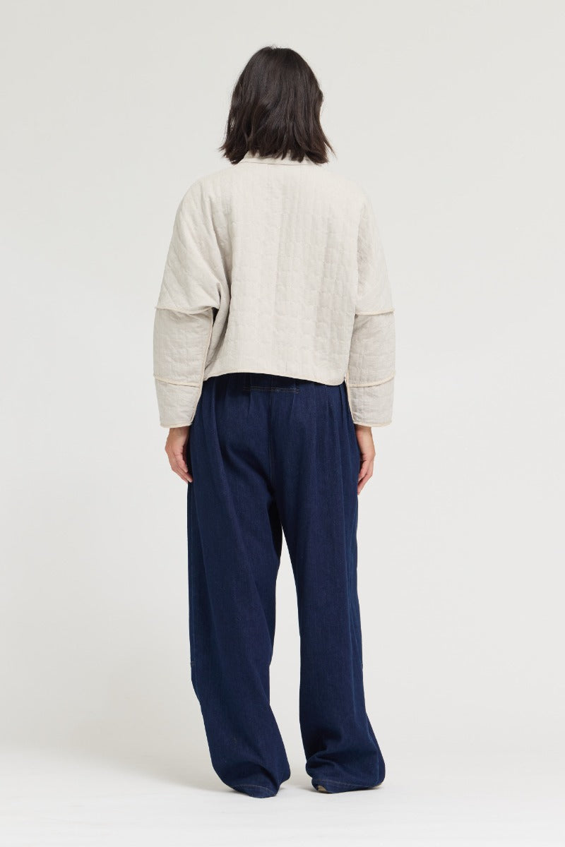 Quilted Crop Jacket | Ecru