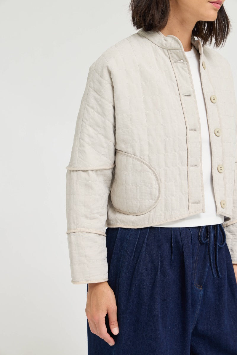 Quilted Crop Jacket | Ecru