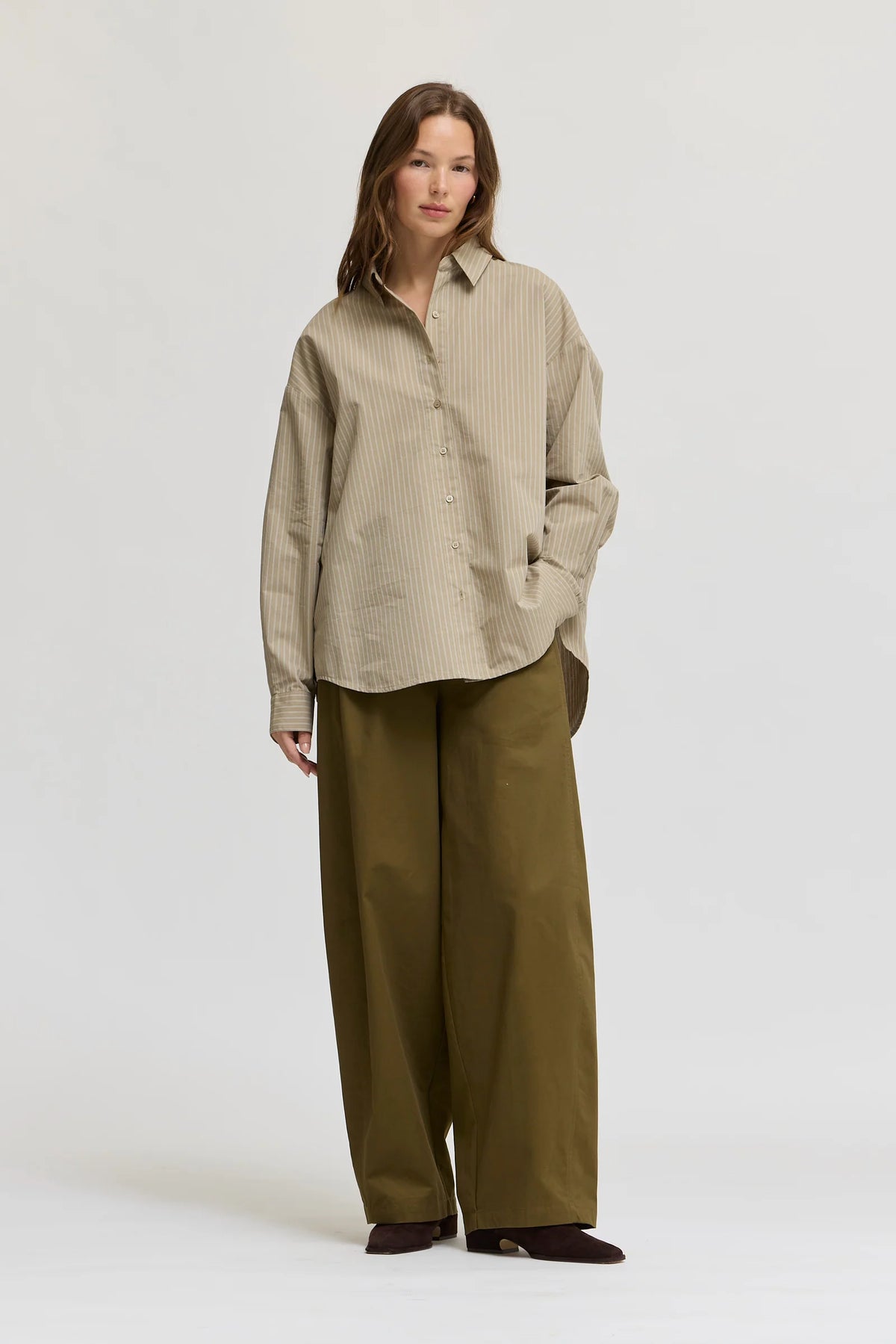 Barrel Leg Cotton Pants | Fatigue