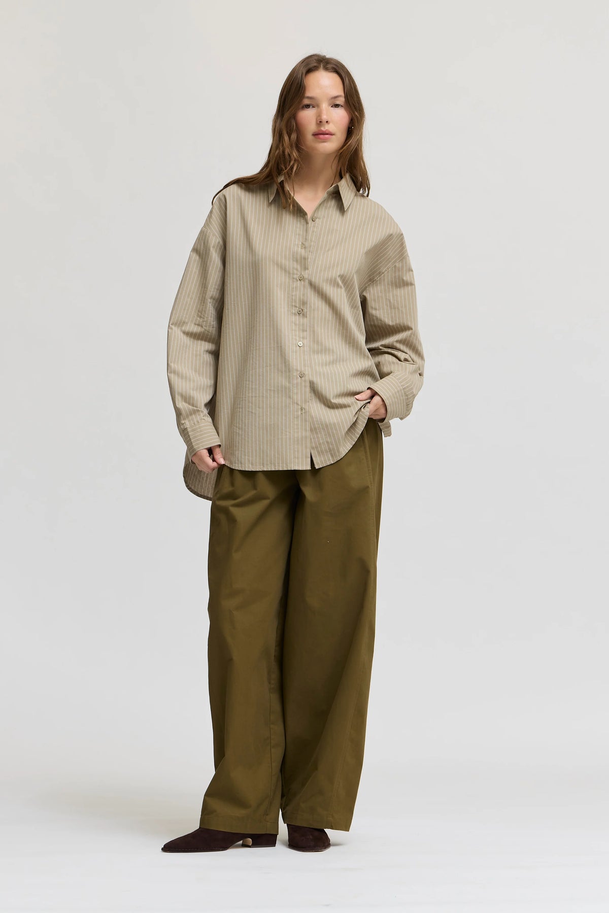 Barrel Leg Cotton Pants | Fatigue