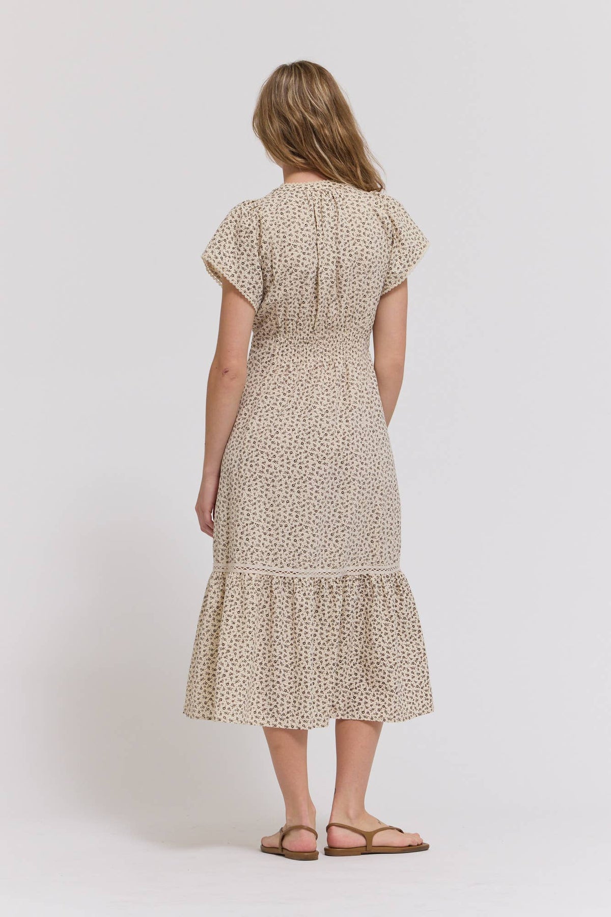 Scallop Cotton Trim Midi Dress