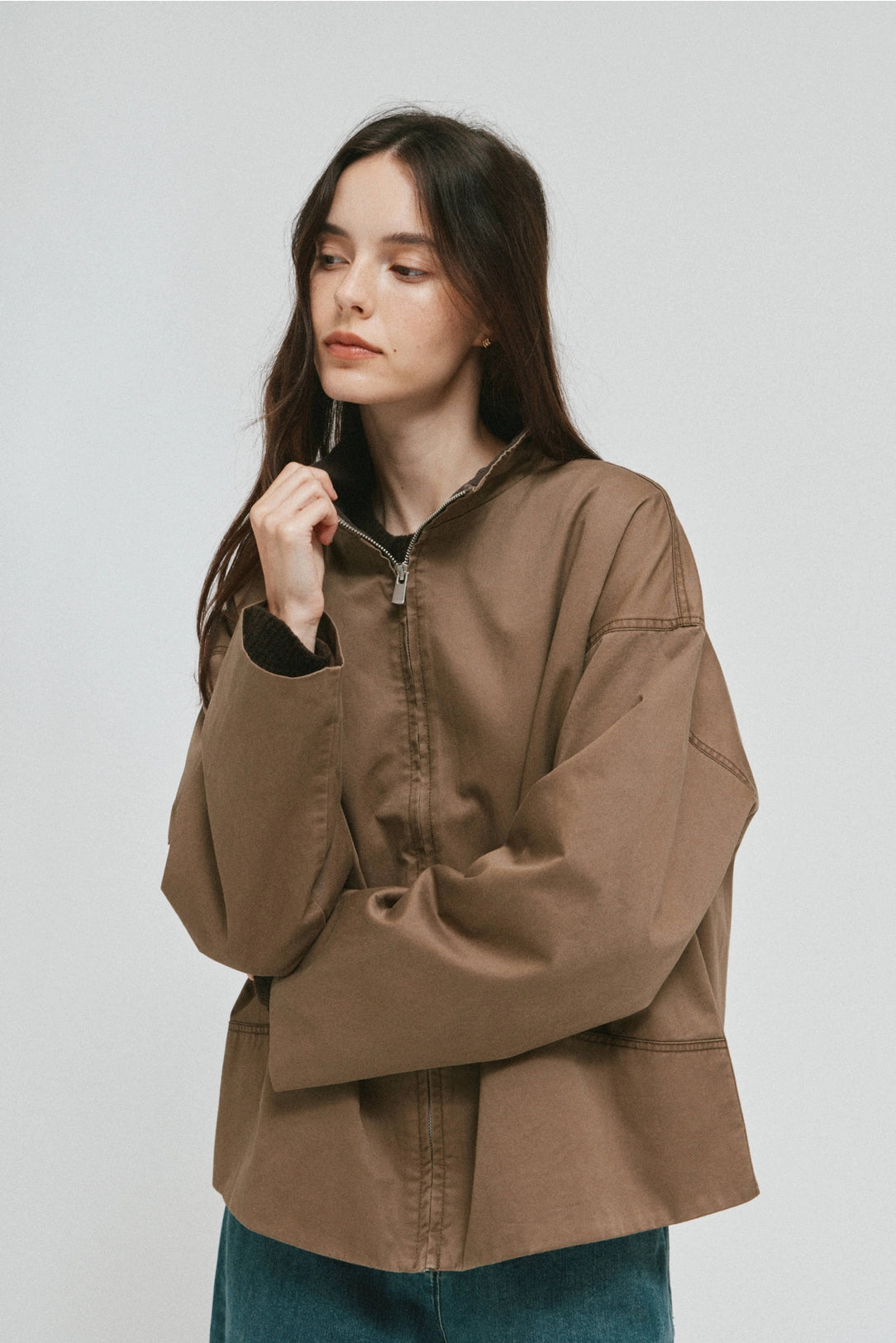 Earth brown Zip Up Jacket