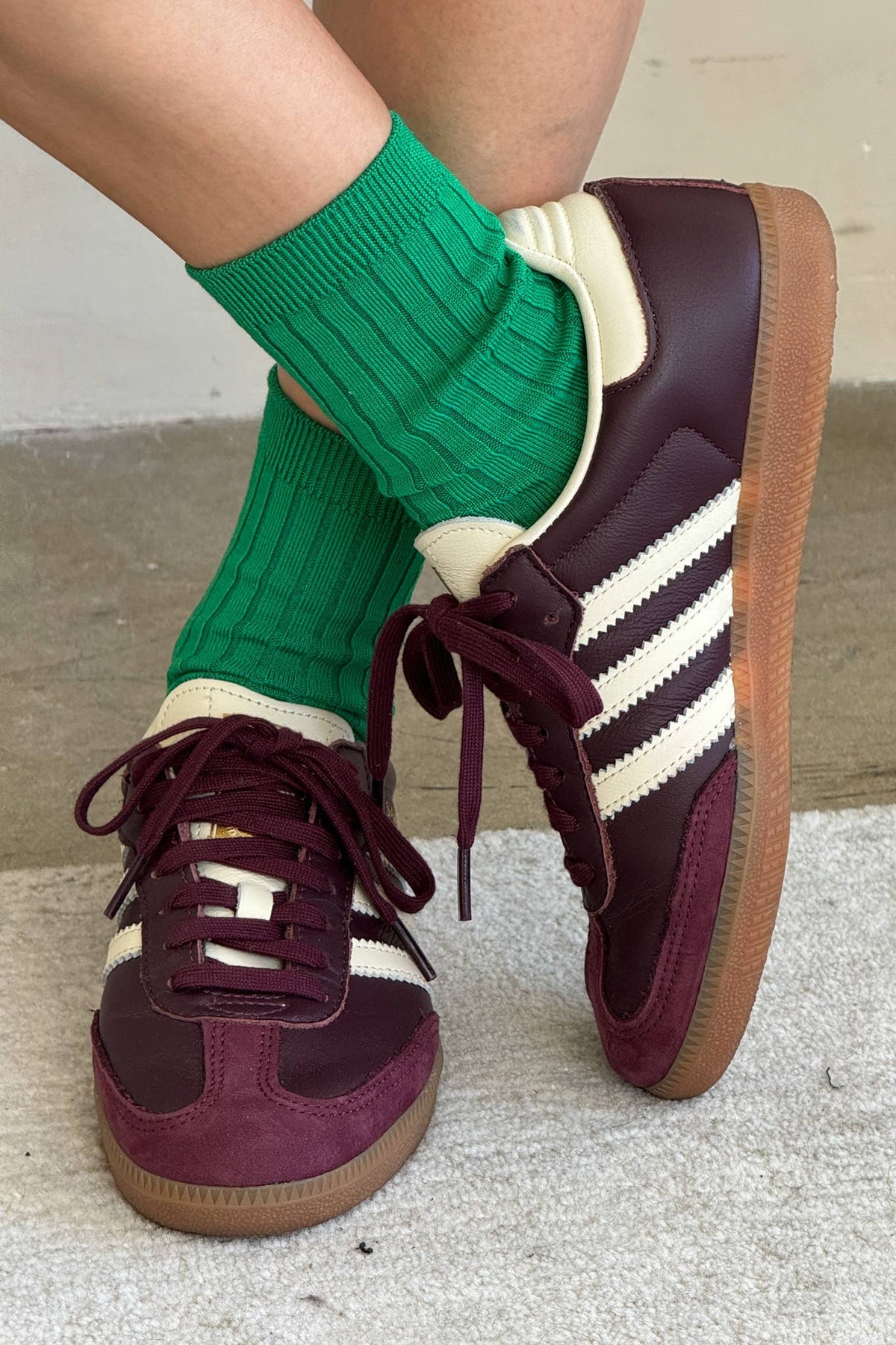 Her Socks - Mercerized Combed Cotton Rib: Pesto
