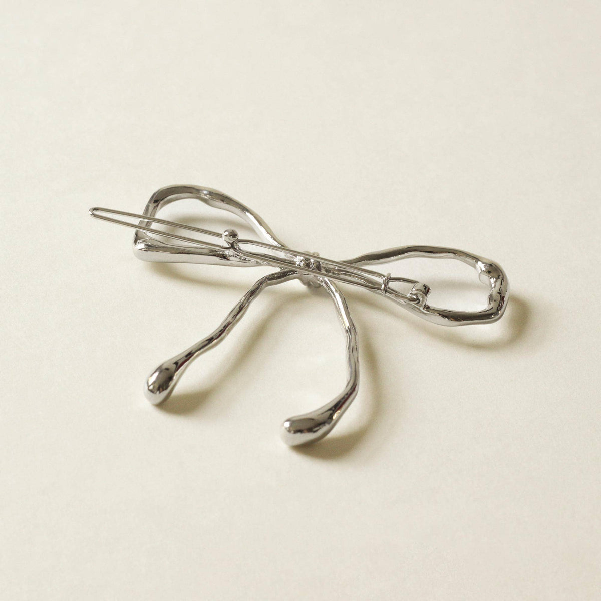 Metal Bow Barrette Hair Clip | Silver