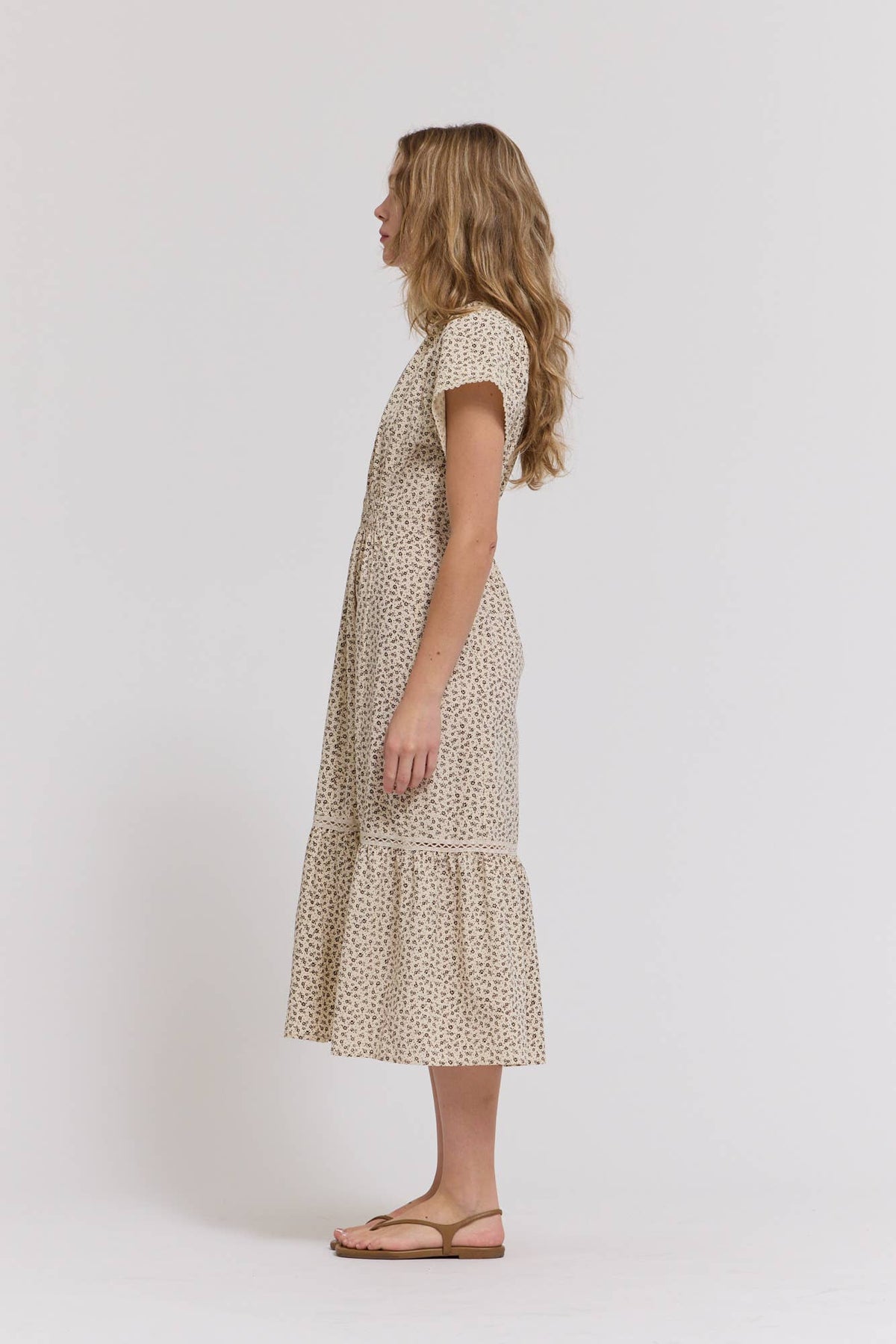 Scallop Cotton Trim Midi Dress
