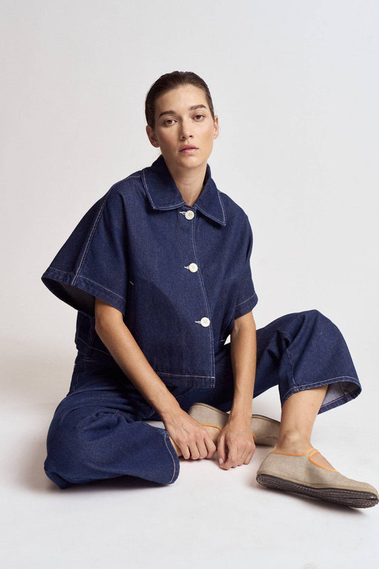 Batwing Sleeve Denim Shirt Jacket