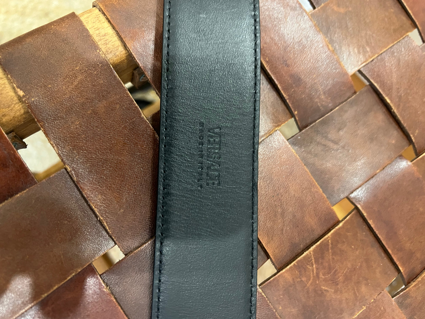 Versace Medusa Leather Belt in Gold