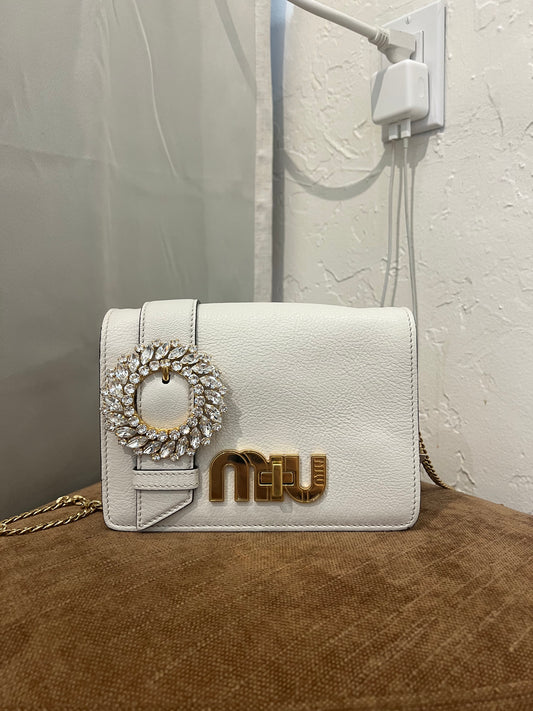 Miu Miu white Madras bag