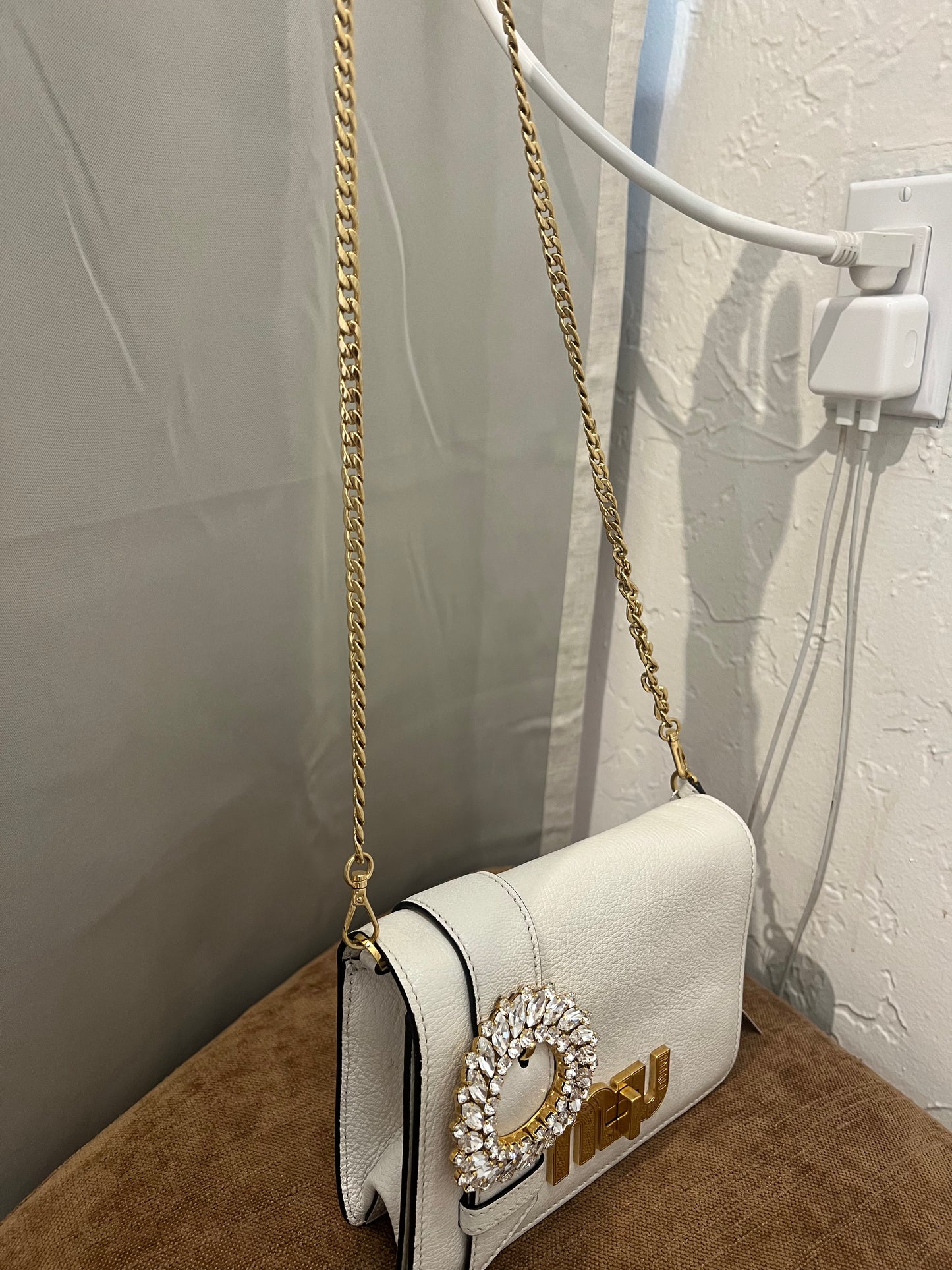 Miu Miu white Madras bag