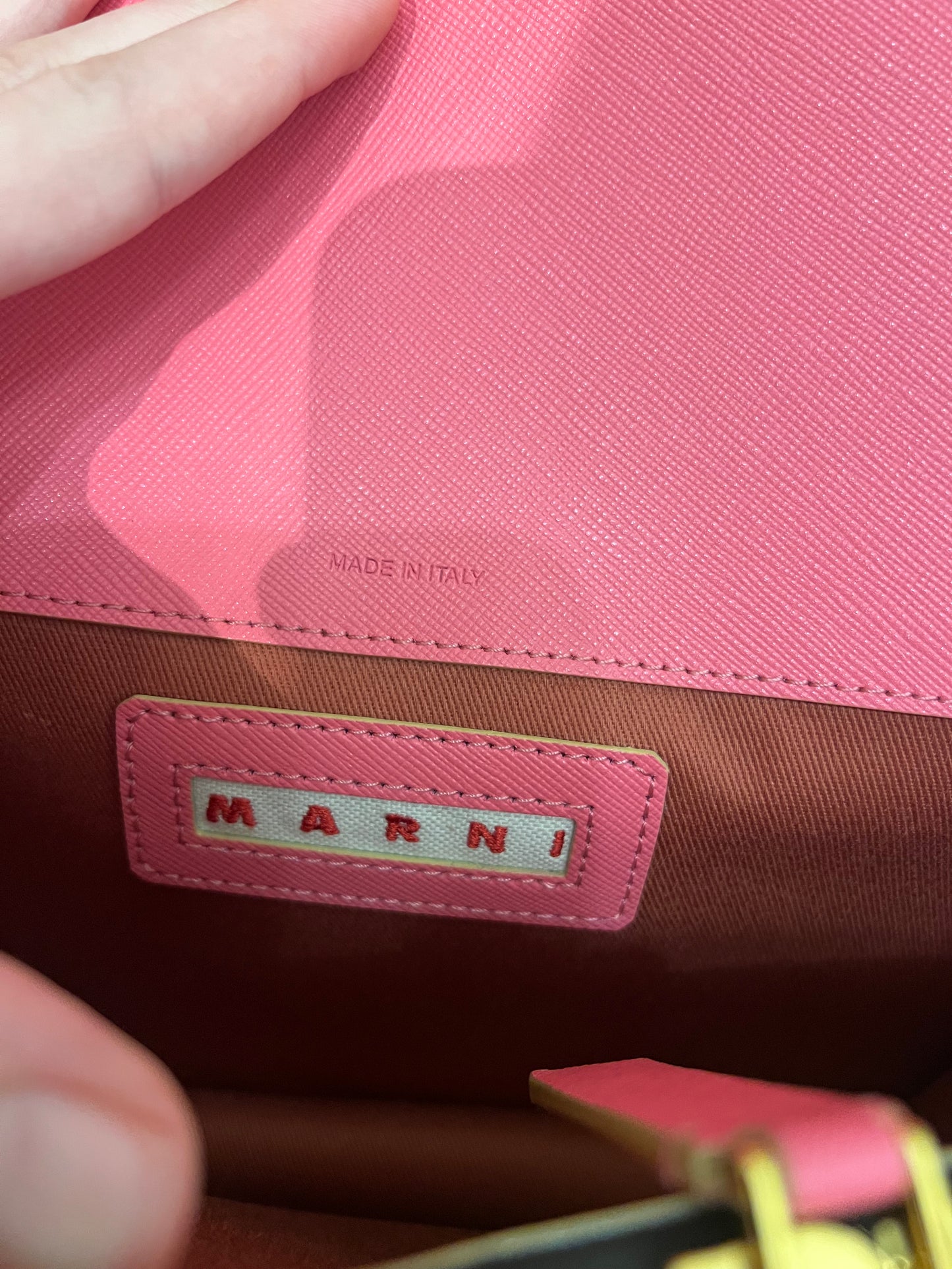 Marni Trunk Leather Crossbody Pink Bag