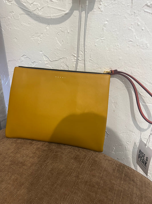 Marni 2-side mustard/cream pouch