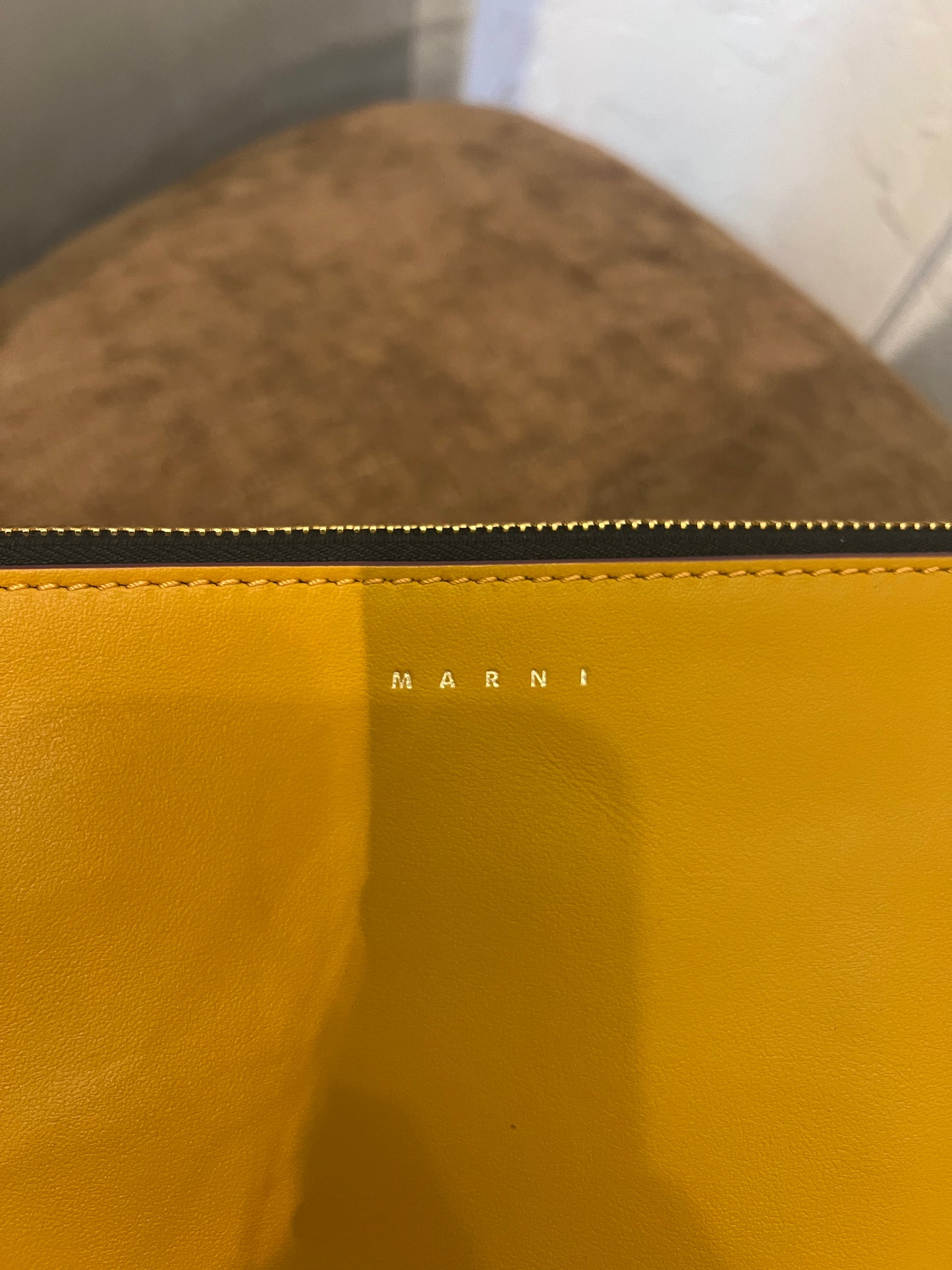 Marni 2-side mustard/cream pouch