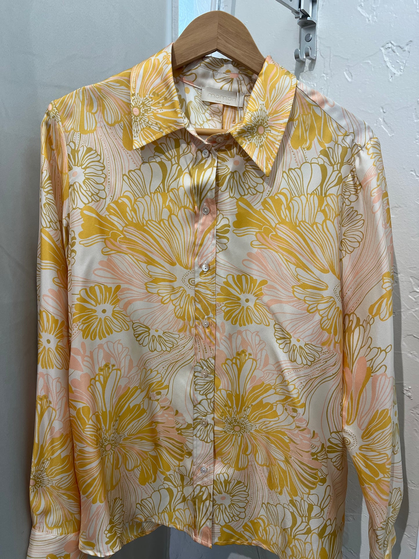 MOMONI floral yellow silk blouse