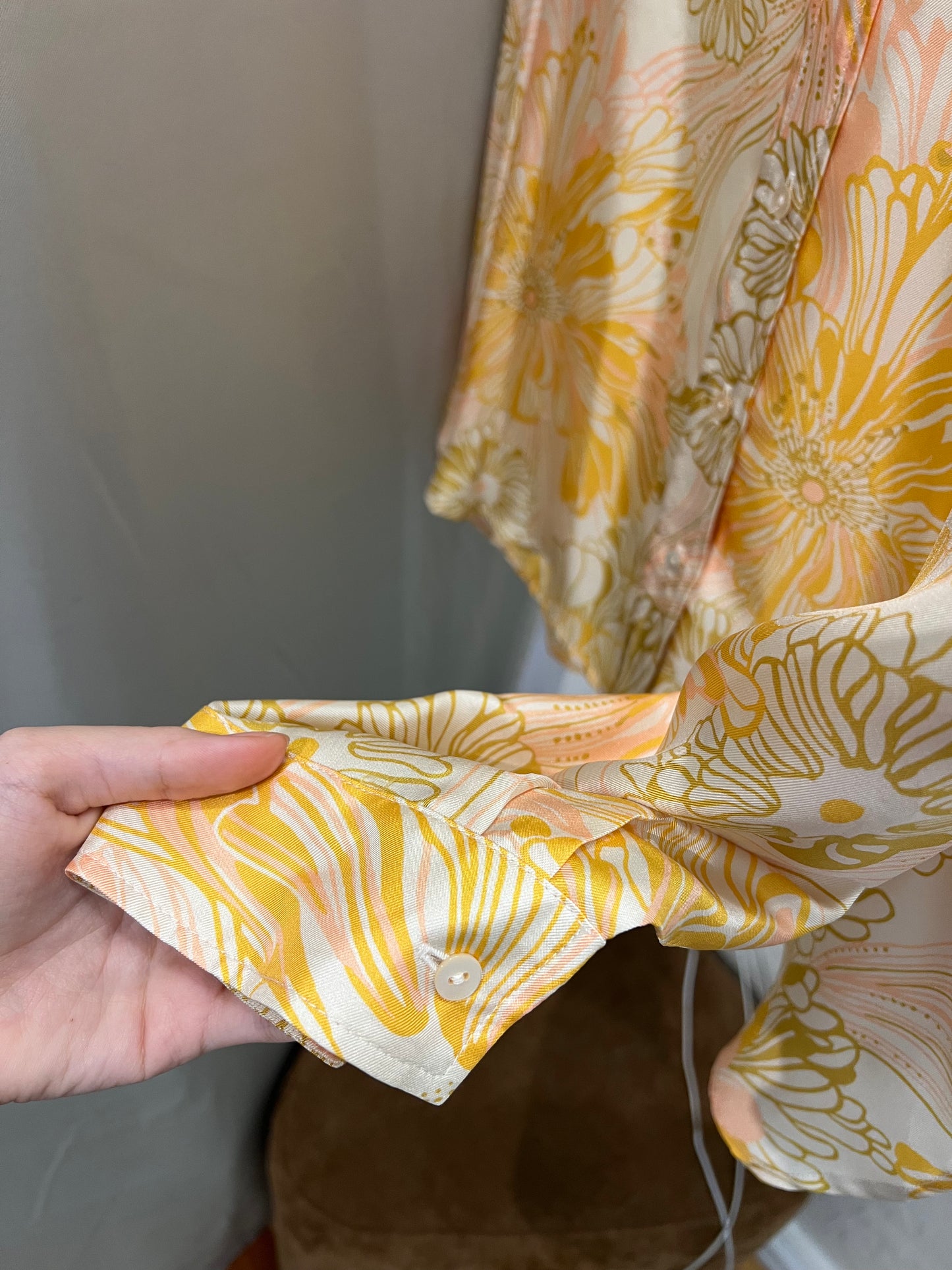 MOMONI floral yellow silk blouse