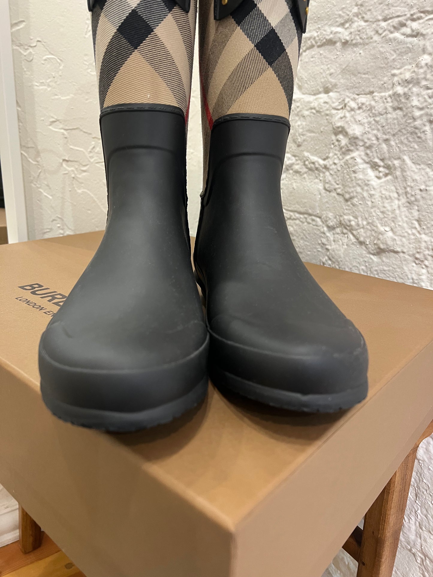 Burberry House Check Panel Rubber Rain Boots