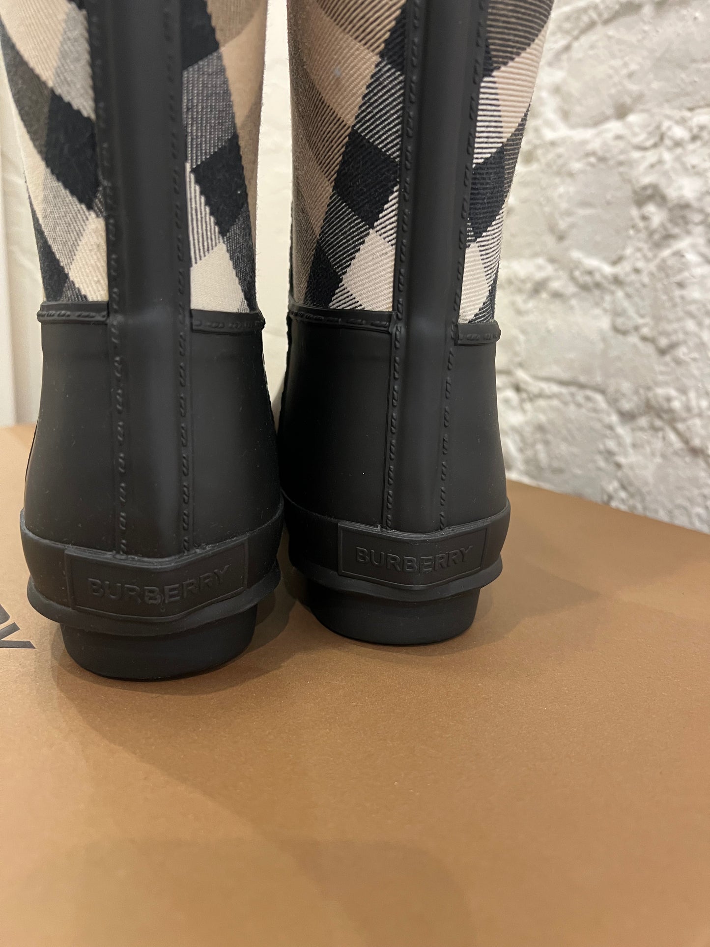 Burberry House Check Panel Rubber Rain Boots