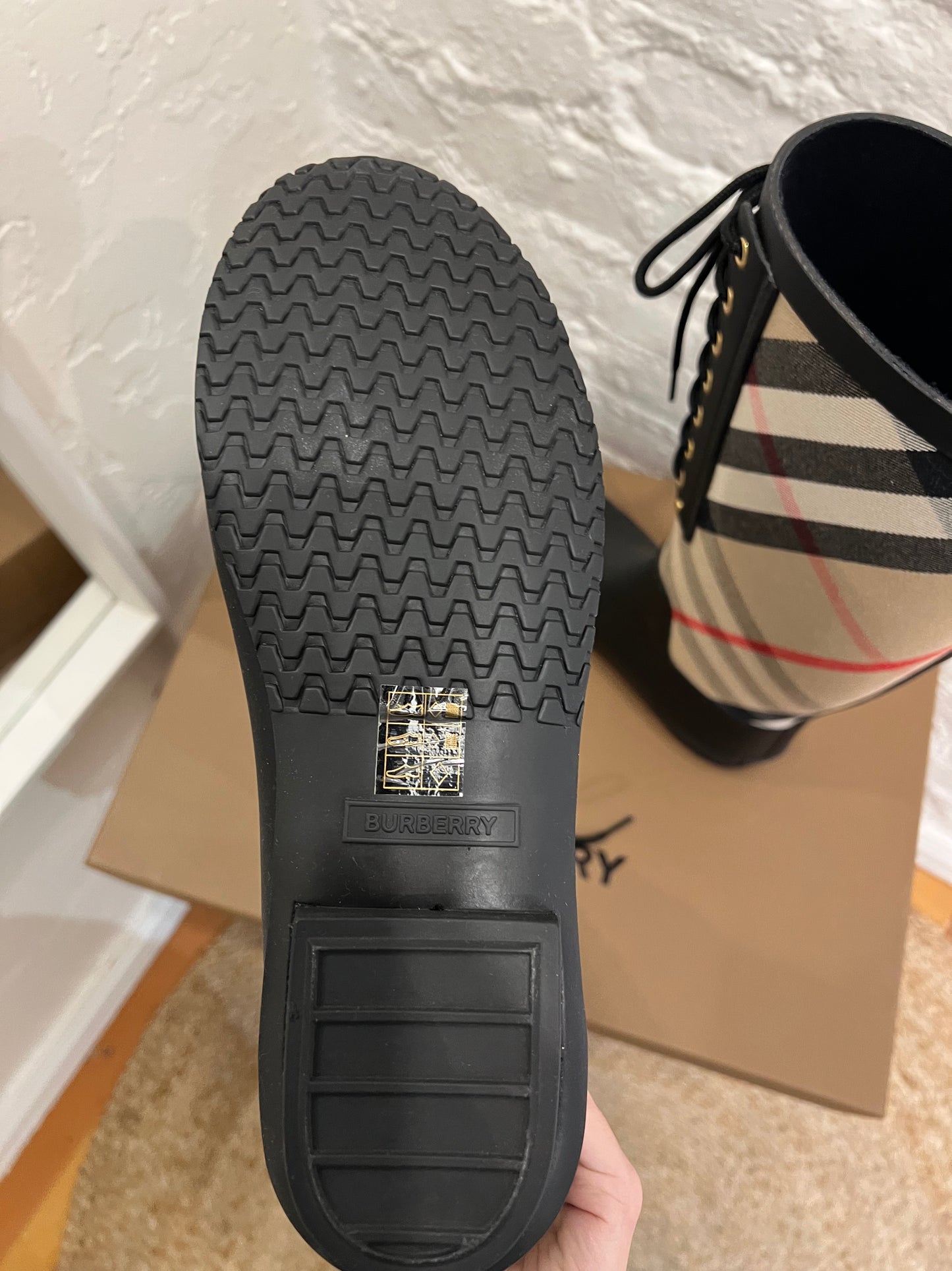 Burberry House Check Panel Rubber Rain Boots