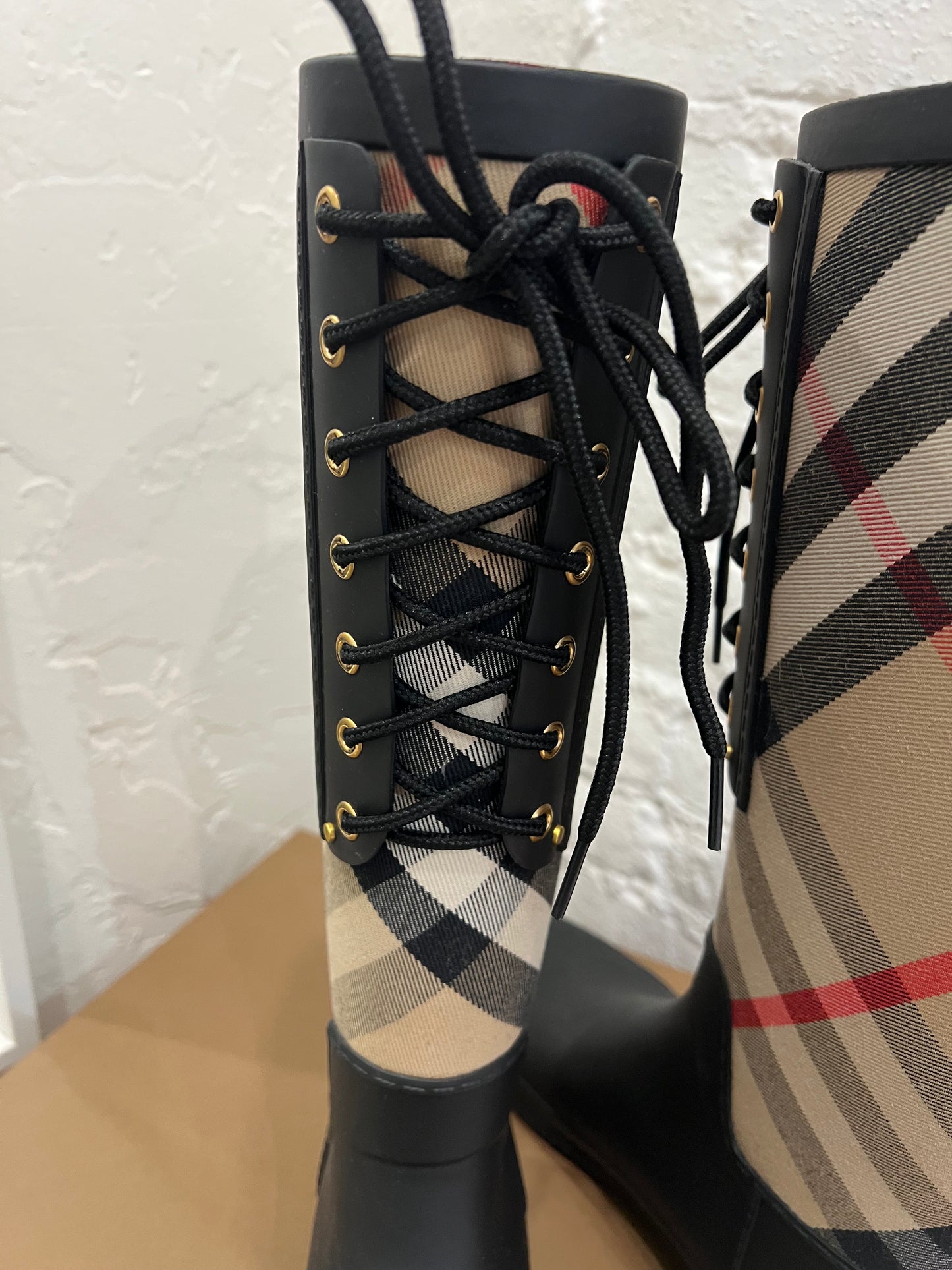 Burberry House Check Panel Rubber Rain Boots