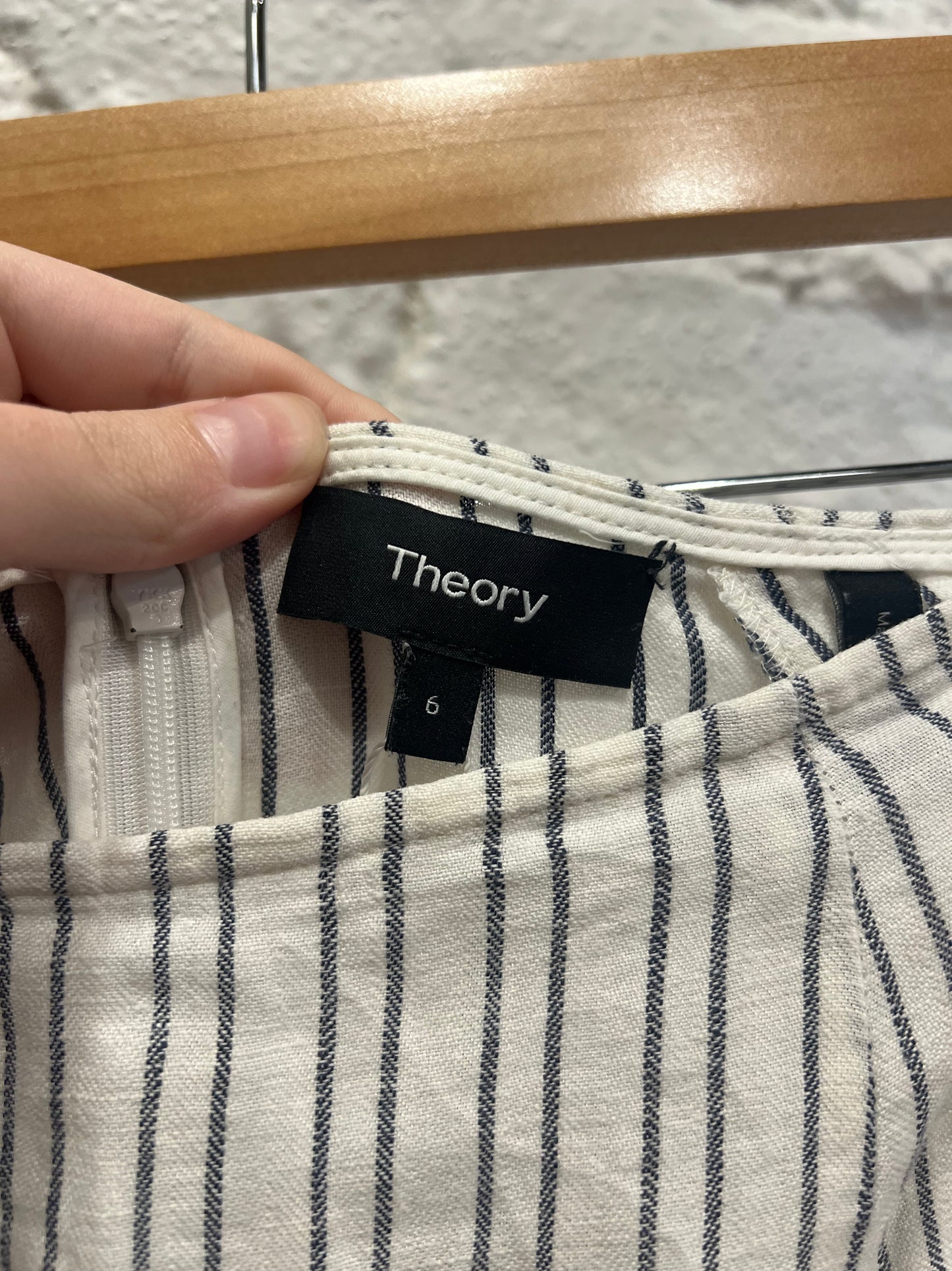 Theory linen striped skirt