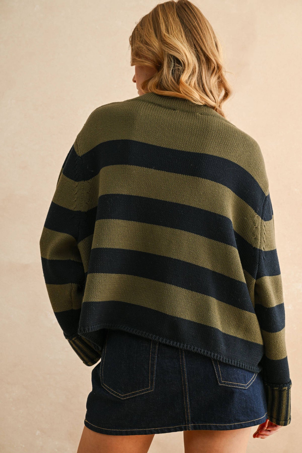 Olive Black Striped Sweater